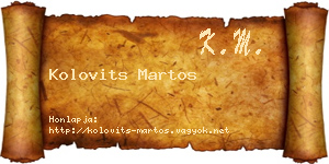 Kolovits Martos névjegykártya